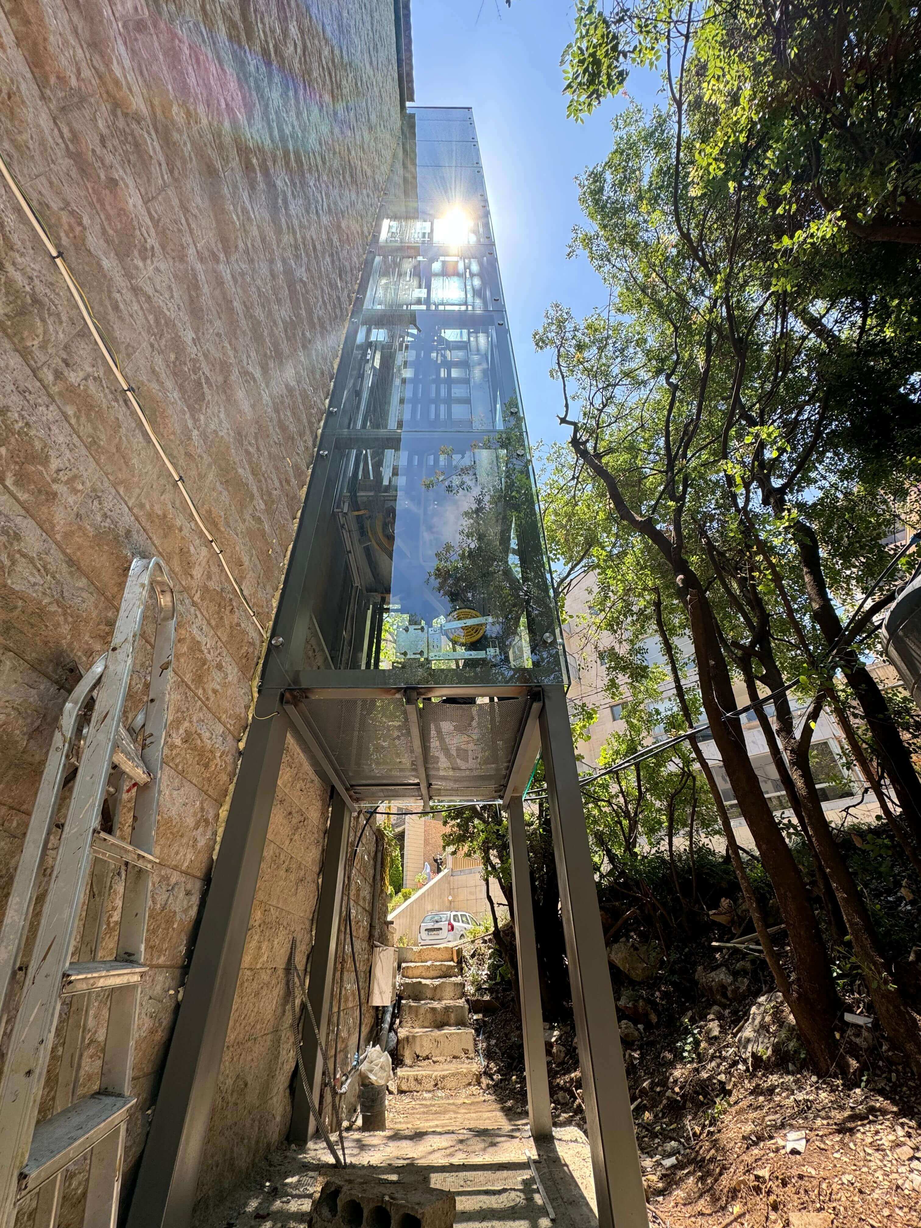 After — panoramic elevator installed